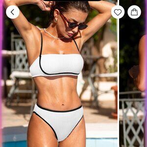Coastal Rib Piping Bandeau & High Rise Bottom Set